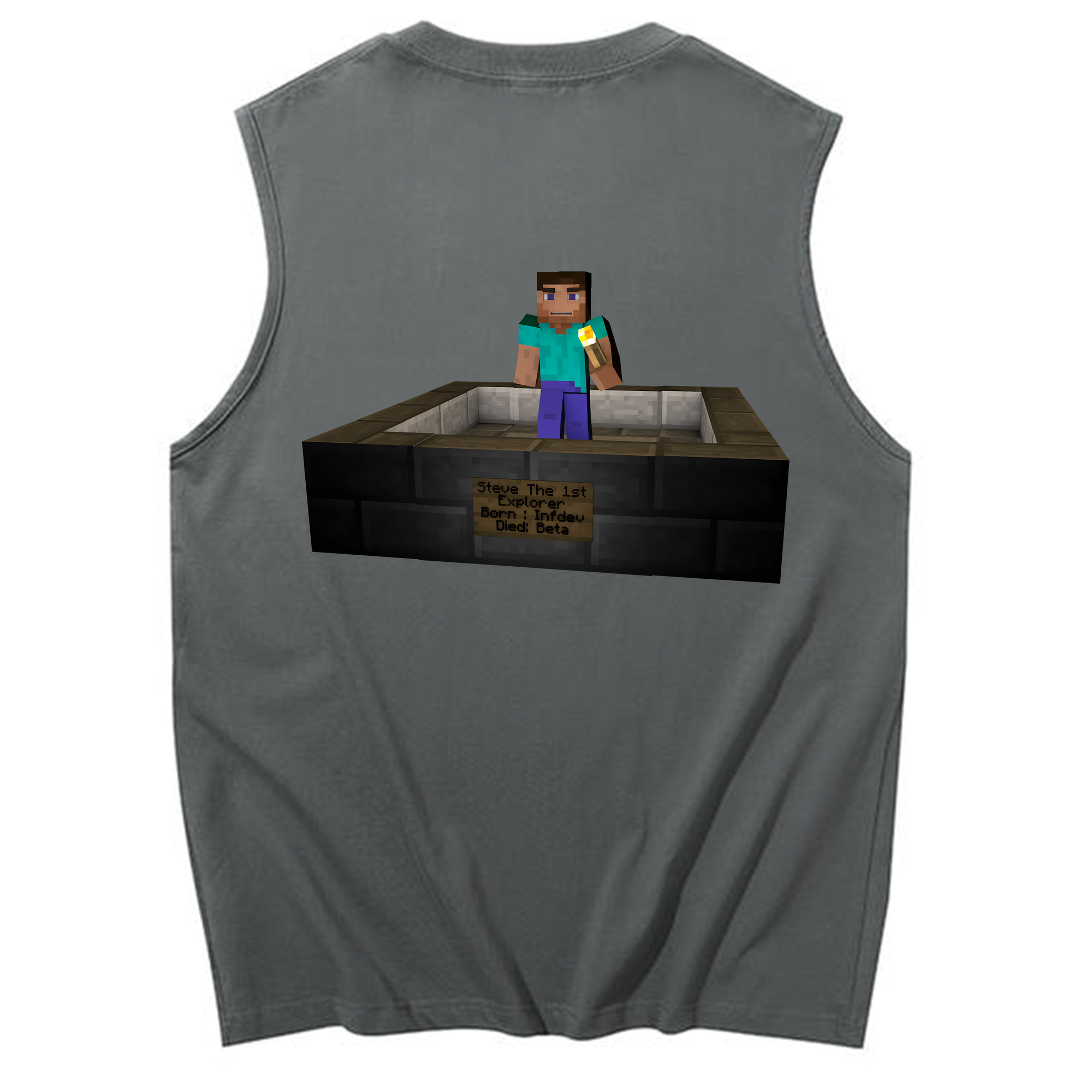 （画像用） マインクラフト ブロックの世界 Minecraft MC Block world コットン100％タンクトップ（背面プリント）